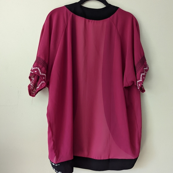 Marineblu pink elegant embroidered kimono style open cardigan size S - Picture 4 of 5